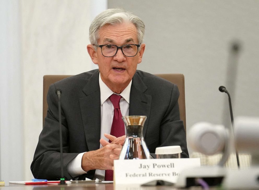 PHOTO: Federal Reserve Board Chairman Jerome Powell hosts an event on 